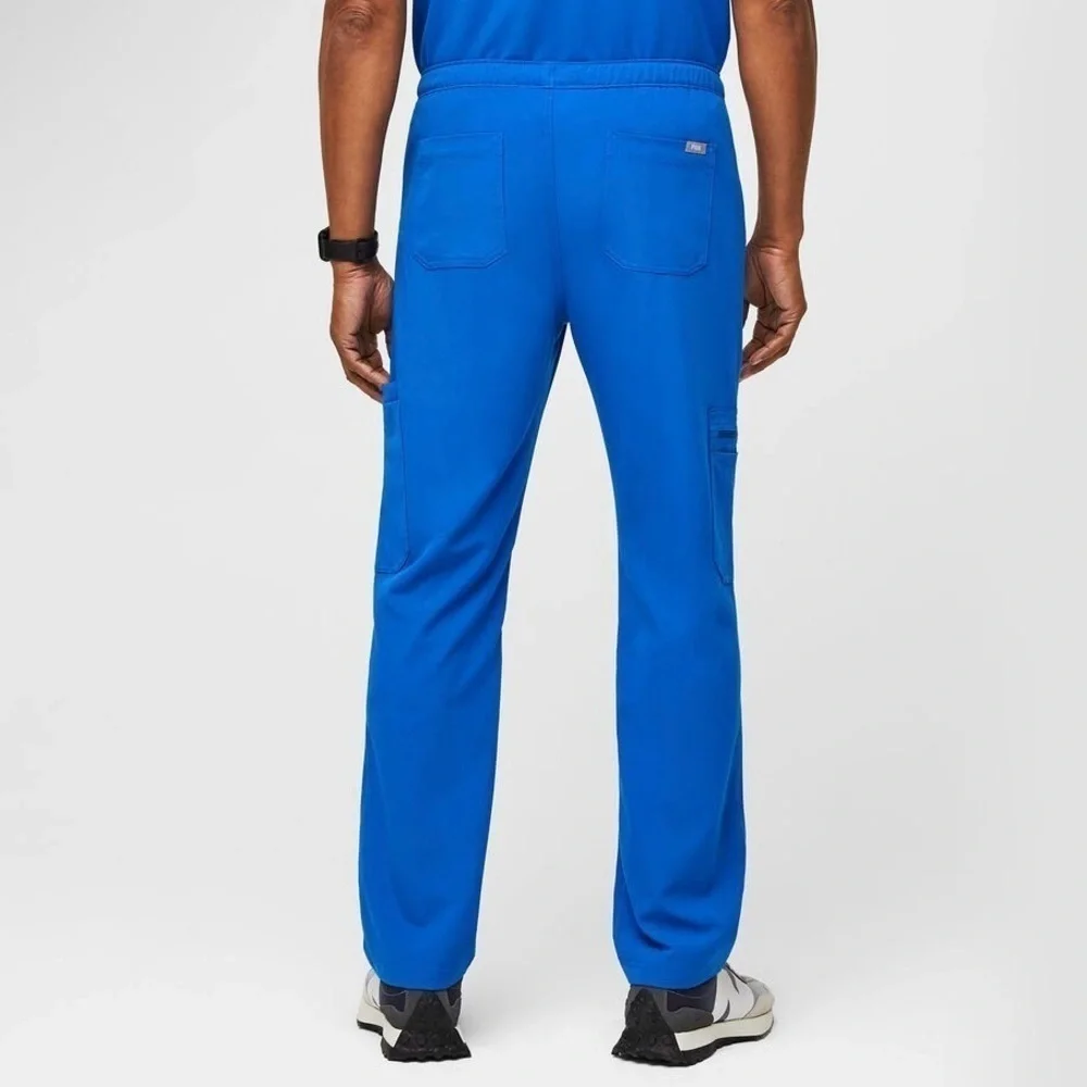Figs Cairo Cargo Scrub Pants Drawstring Zip Fly Nine Pockets Royal Blue XS
